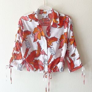 Marc New York Jeans Floral Drawstring Crop Top